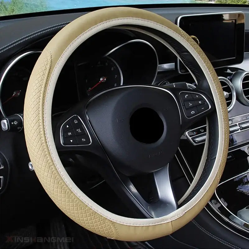 Braided Steering Wheel Cover (different colours available) - Beige - HBC
