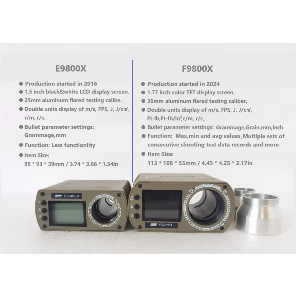 Bullet Firing Speed Shooting Chronograph with color TFT LCD for Muzzle Velocity & Kinetic Energy Testing F9800X