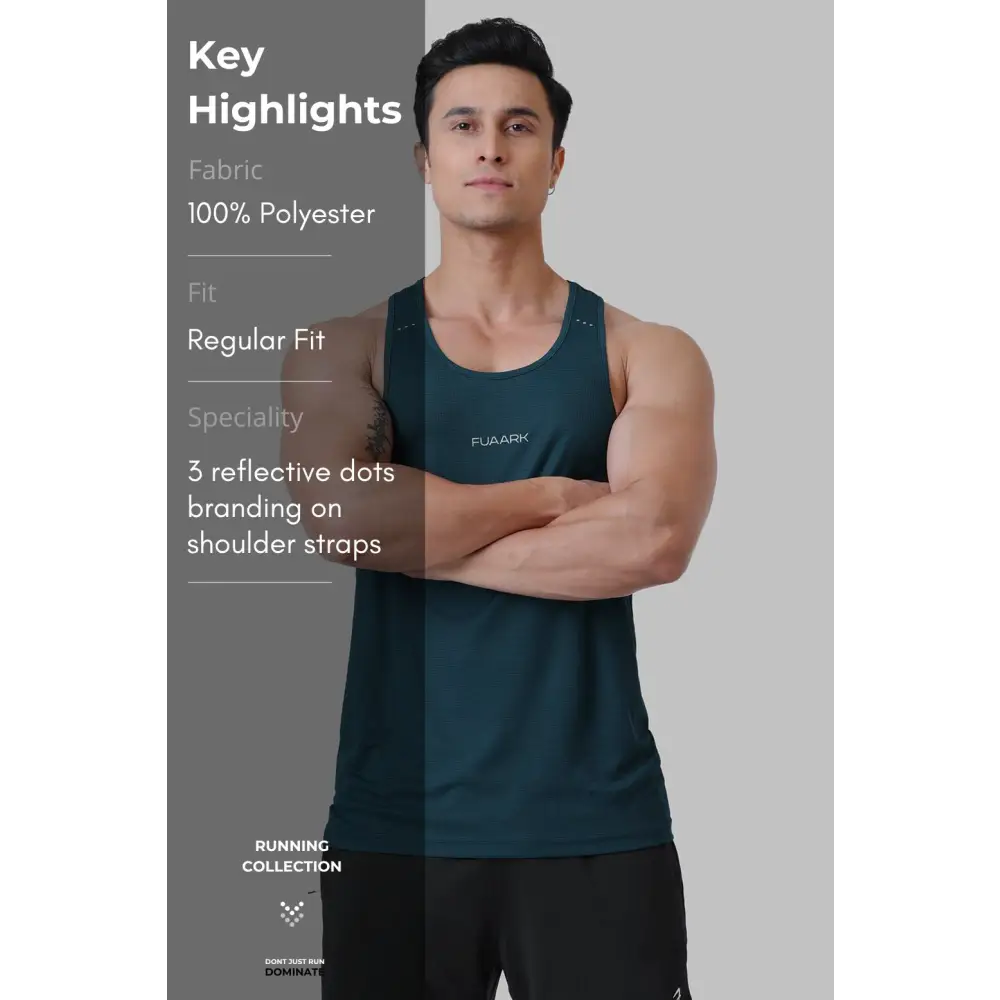 Checks Running Tank Bottle Green - Vest
