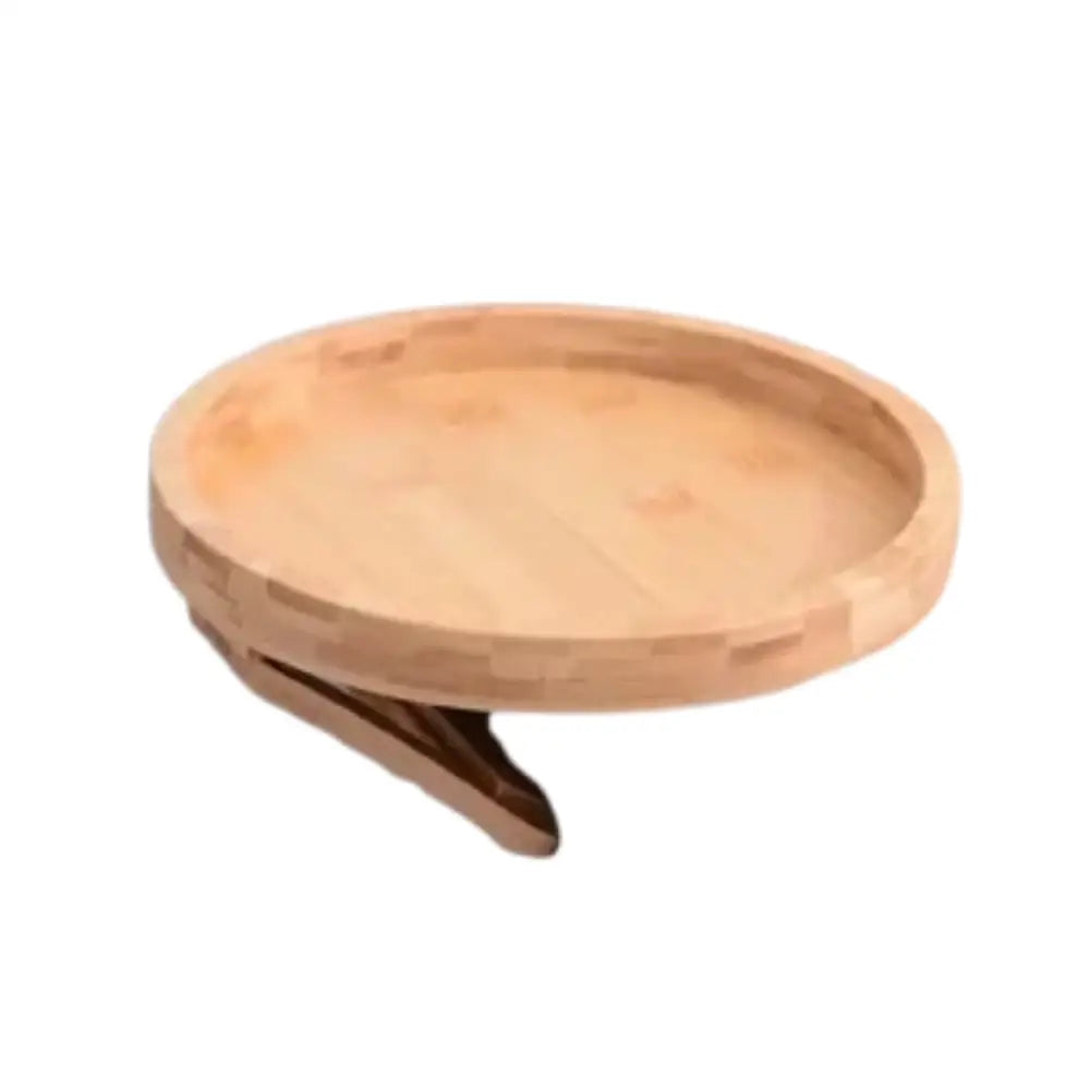 Clip-On Wooden Sofa Armrest Tray Table Natural Wood Couch Organizer for Remote Drinks & Snacks