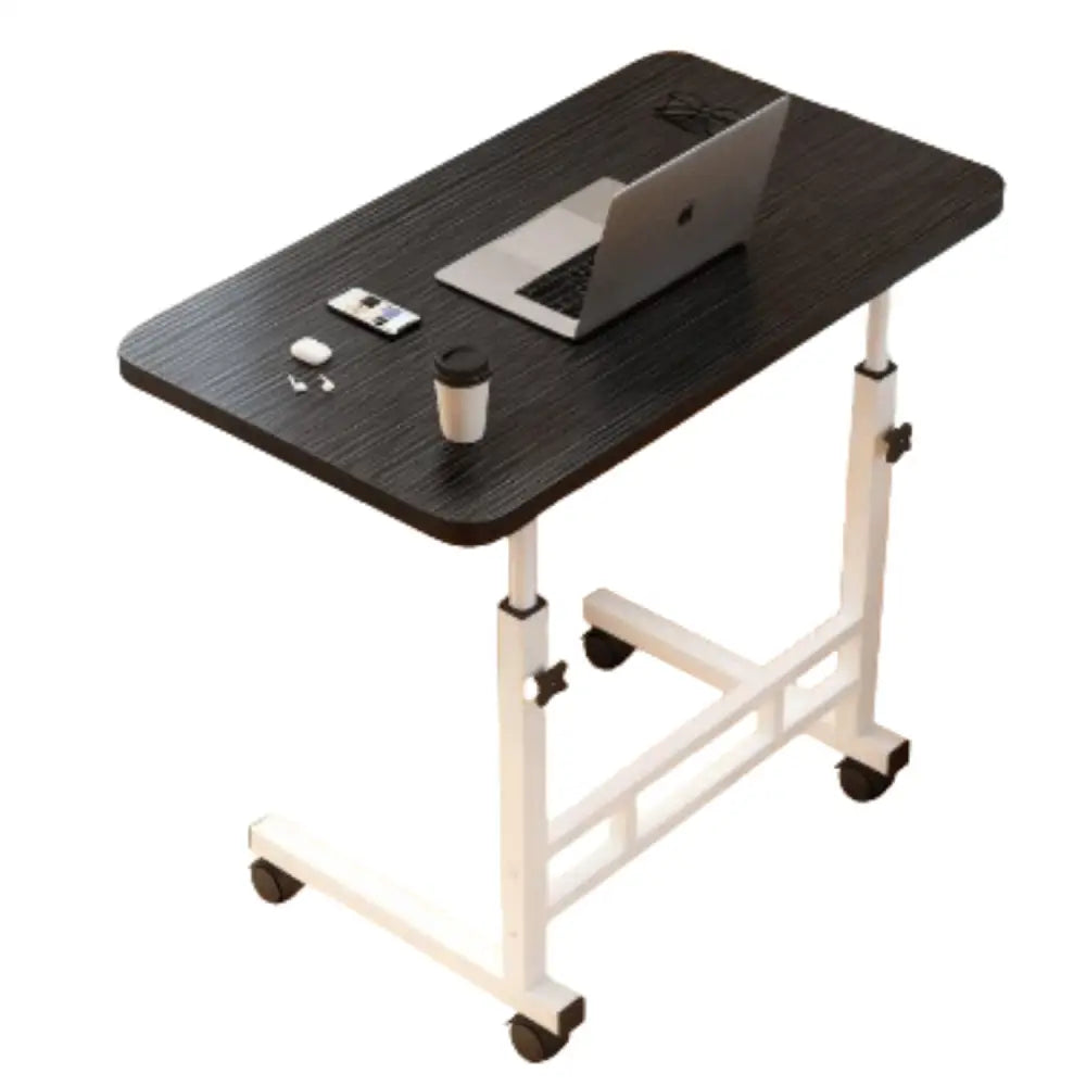 Compact Adjustable Bedside Work Desk with a 4-Wheel Mobile Design - Black With Wheels - SS