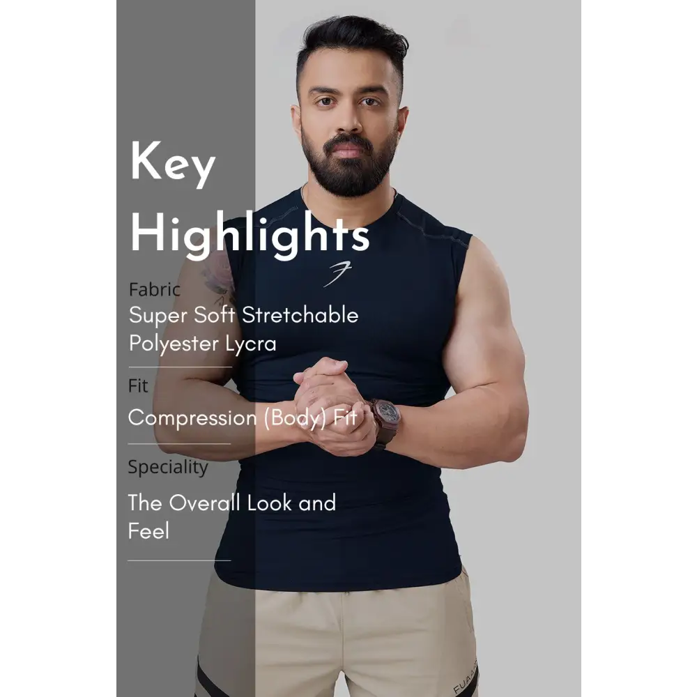 Compression Sleeveless Tank Navy - Vest