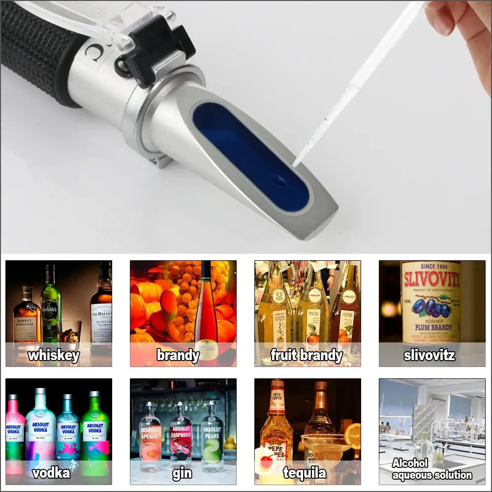 Digital Refractometer 0–80% Brix/Alcohol/Glycol Portable Handheld ATC Meter - HBC