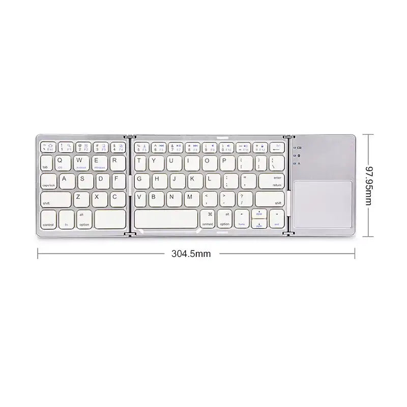 EDUP Wireless Bluetooth Folding Keyboard - Touchpad White