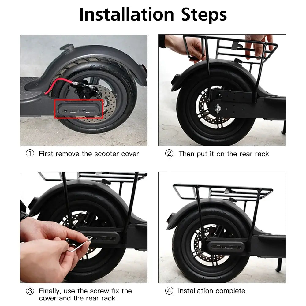 Electric Scooter Rear Luggage Rack - Black - HBC