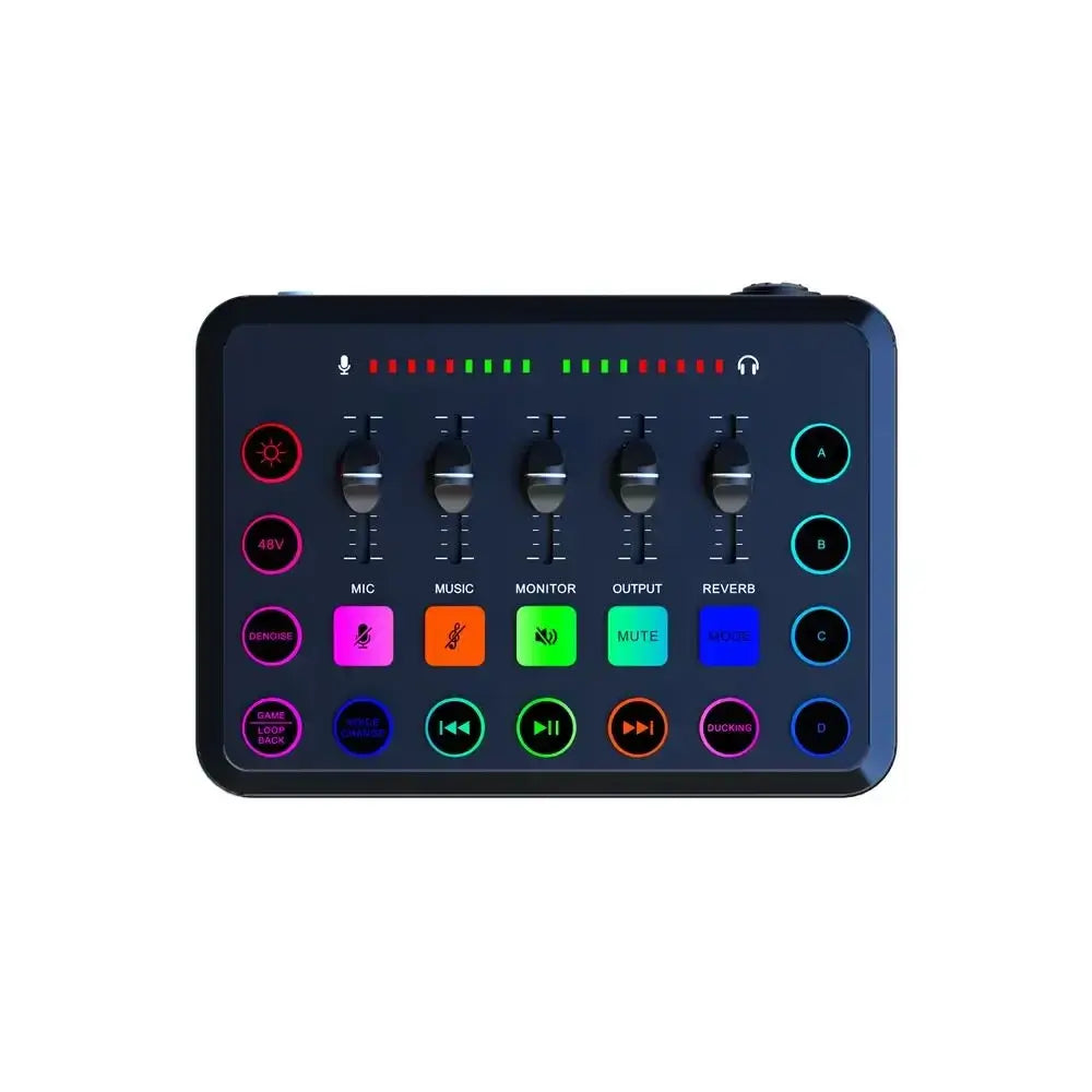 F11 Professional 5-Channel Live Sound Card Mixer for Streaming and Studio Recording with Podcast Accessories - Black