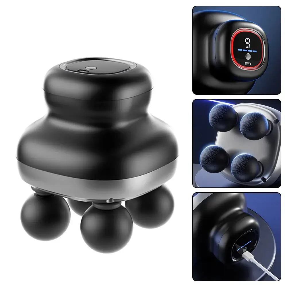 Four-Head Fascia Gun – Mini Electric Household Massager - Black / Type C Charge / Massager - HBC