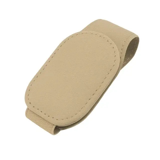 Leather Car Sunglasses & Card Holder Clip - Beige - HBC
