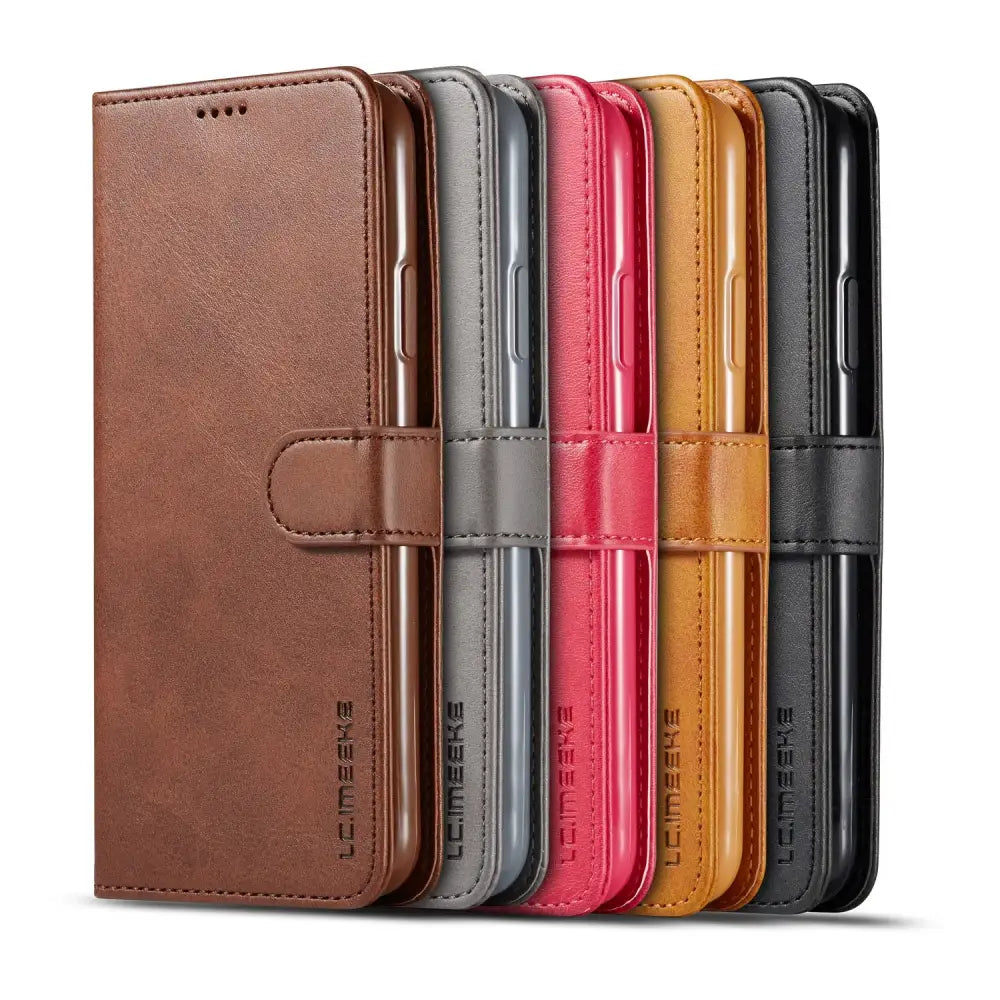 Leather Wallet Case for iPhone 16 15 14 13 12 Pro Max Mini 11 XS XR X SE 2020 8 7 6 6s Plus 5S Luxury Flip Cover Coque