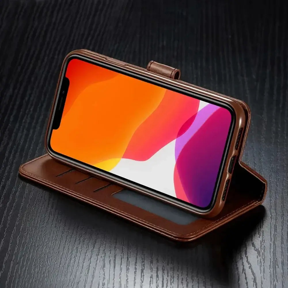 Leather Wallet Case for iPhone 16 15 14 13 12 Pro Max Mini 11 XS XR X SE 2020 8 7 6 6s Plus 5S Luxury Flip Cover Coque