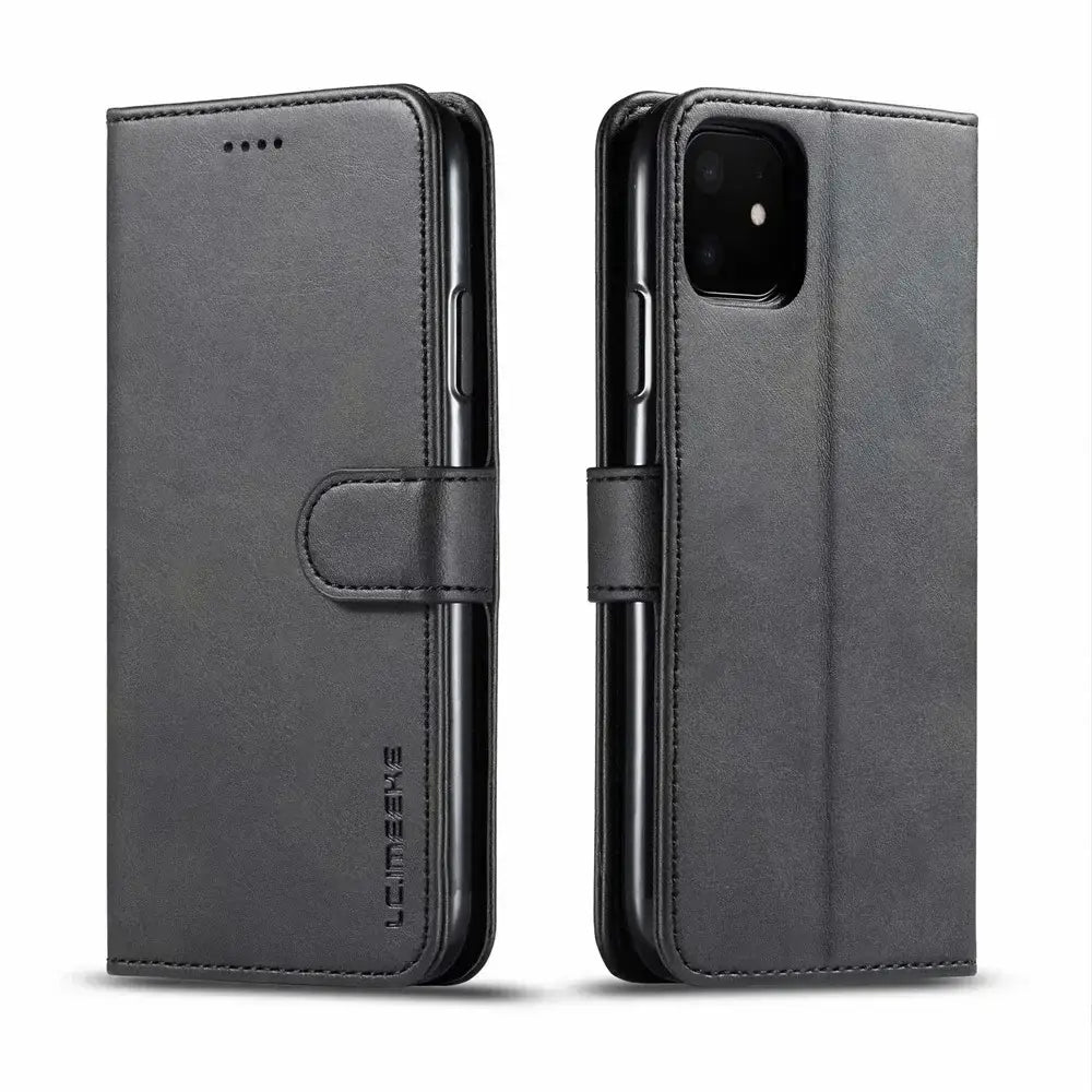 Leather Wallet Case for iPhone 16 15 14 13 12 Pro Max Mini 11 XS XR X SE 2020 8 7 6 6s Plus 5S Luxury Flip Cover Coque