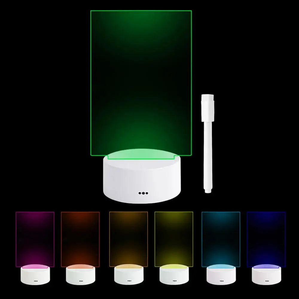 LED Night Light with Note Board and Pen - Color Changing Desktop Lamp for Holiday Decor and Children’s Gifts - Vertical