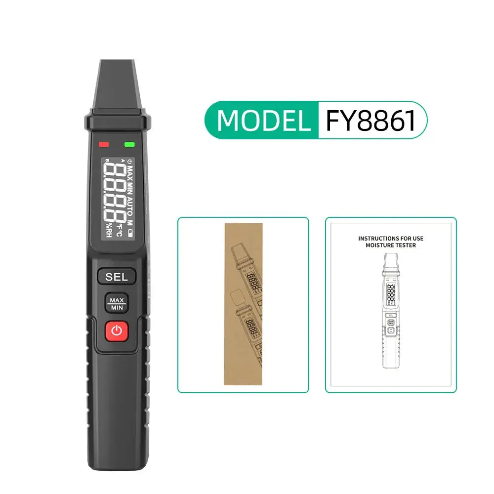 MASTFUYI FY8861 Pen-Type Digital Wood Moisture Meter LCD Display Timber Damp Detector Concrete Cement Brick Moisture