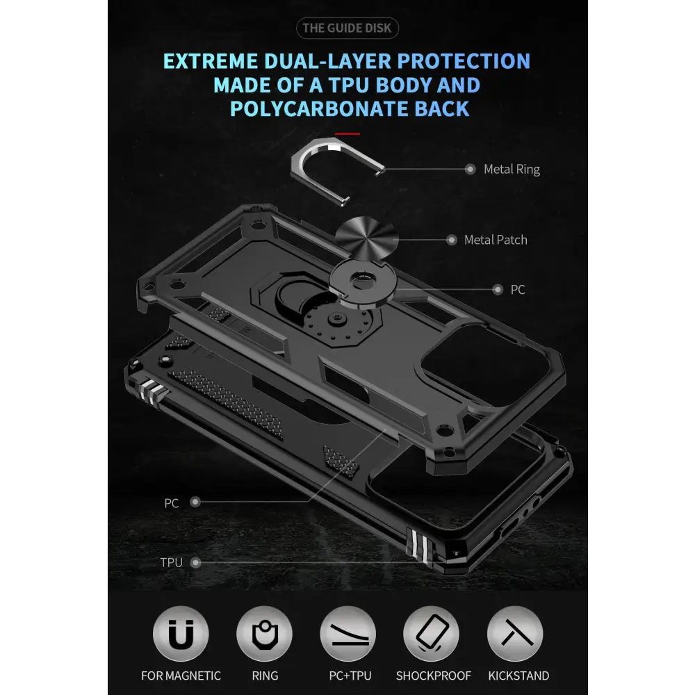 Metal Ring Kickstand Armor Shockproof Case For iPhone 15 14 12 11 13 X Xs Max Pro XR SE 7 8 6 Plus TPU Holder Cover