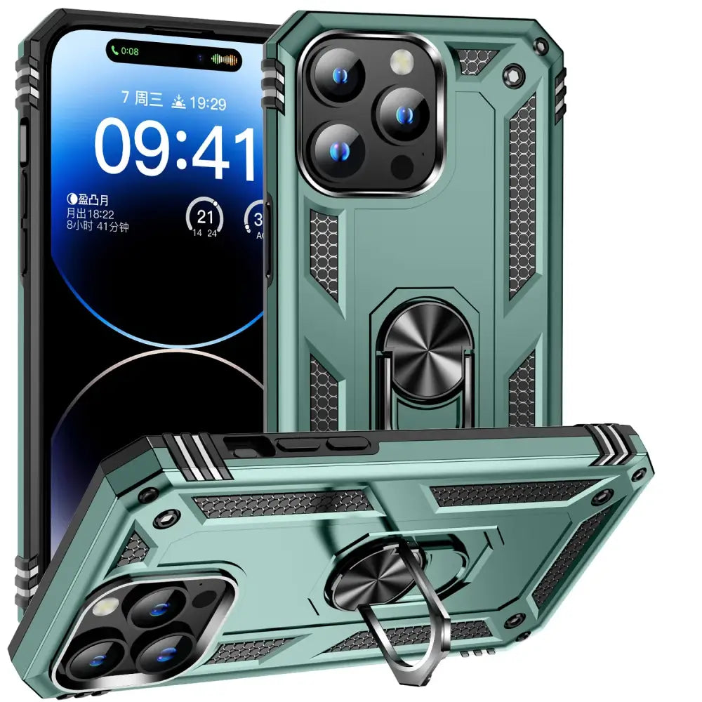 Metal Ring Kickstand Armor Shockproof Case For iPhone 15 14 12 11 13 X Xs Max Pro XR SE 7 8 6 Plus TPU Holder Cover