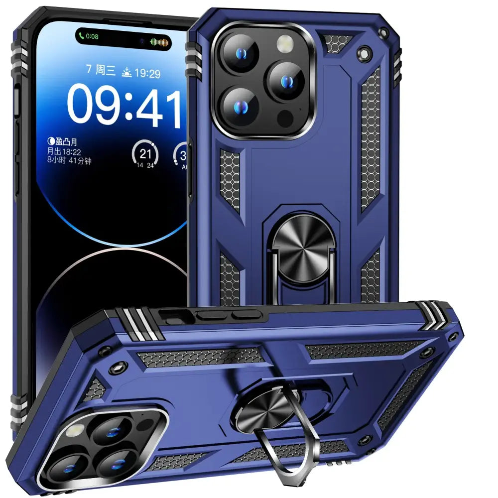 Metal Ring Kickstand Armor Shockproof Case For iPhone 15 14 12 11 13 X Xs Max Pro XR SE 7 8 6 Plus TPU Holder Cover