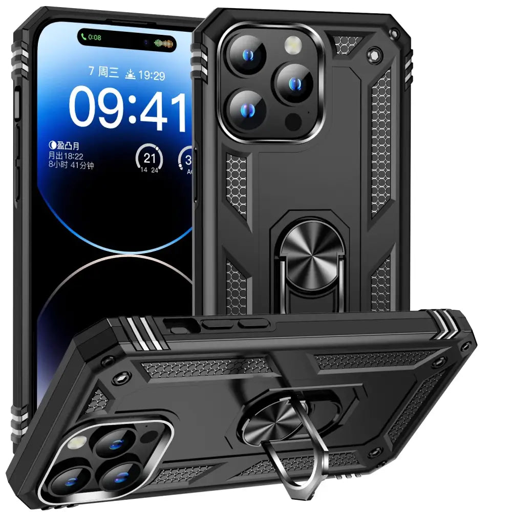 Metal Ring Kickstand Armor Shockproof Case For iPhone 15 14 12 11 13 X Xs Max Pro XR SE 7 8 6 Plus TPU Holder Cover