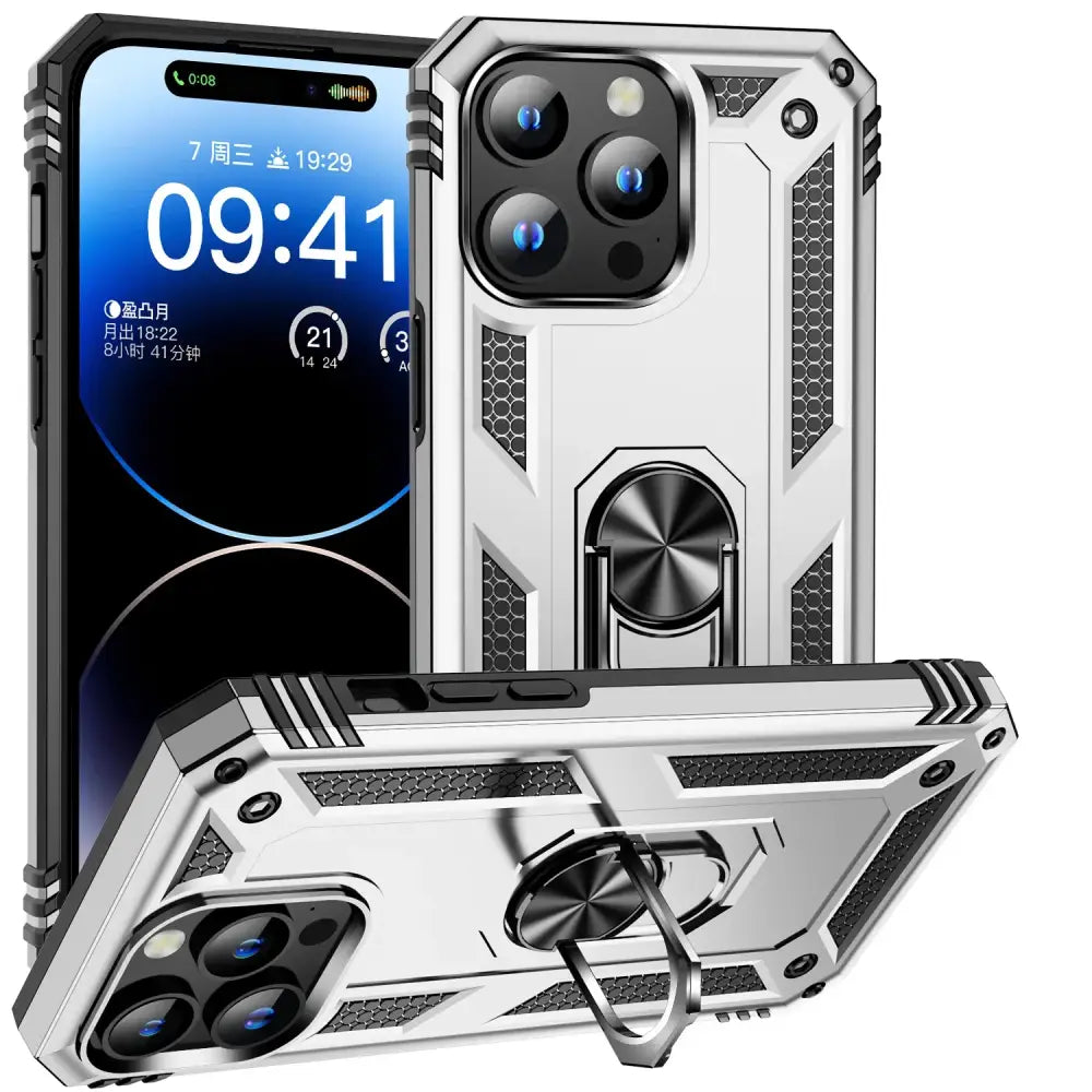 Metal Ring Kickstand Armor Shockproof Case For iPhone 15 14 12 11 13 X Xs Max Pro XR SE 7 8 6 Plus TPU Holder Cover