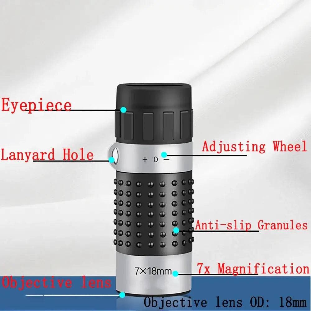Mini 7x18 Monocular Telescope Crosshairs Rangefinder Differentiation line for Hunting Golf Hiking Bird Watching Travel