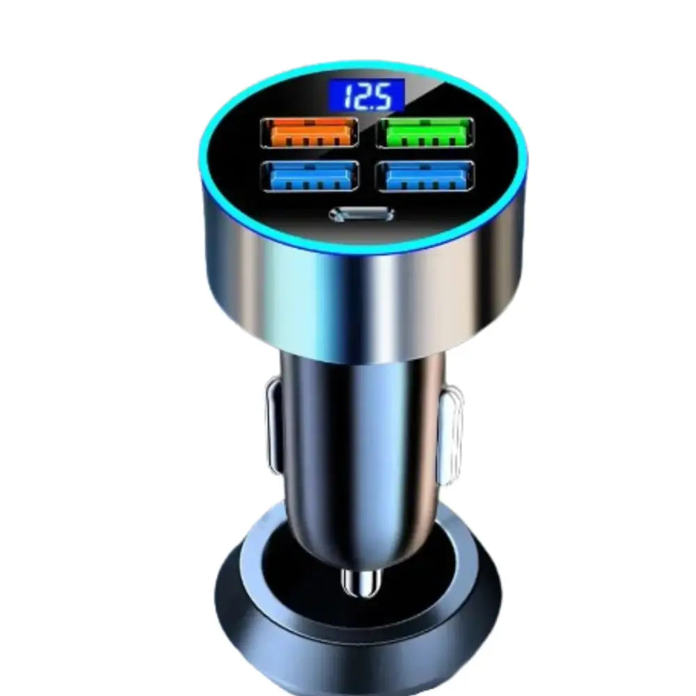Multi-Port Car Adapter with Voltage Protection - black