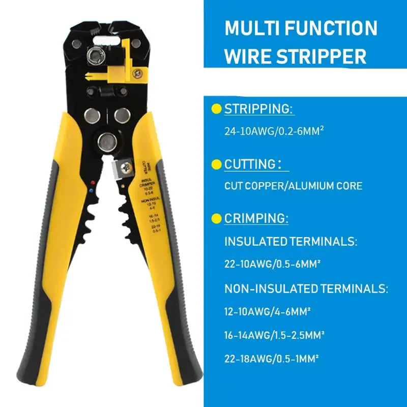 Multifunctional Wire Stripper & Crimper Pliers (different models available) - Yellow / Cable Cutter - HBC