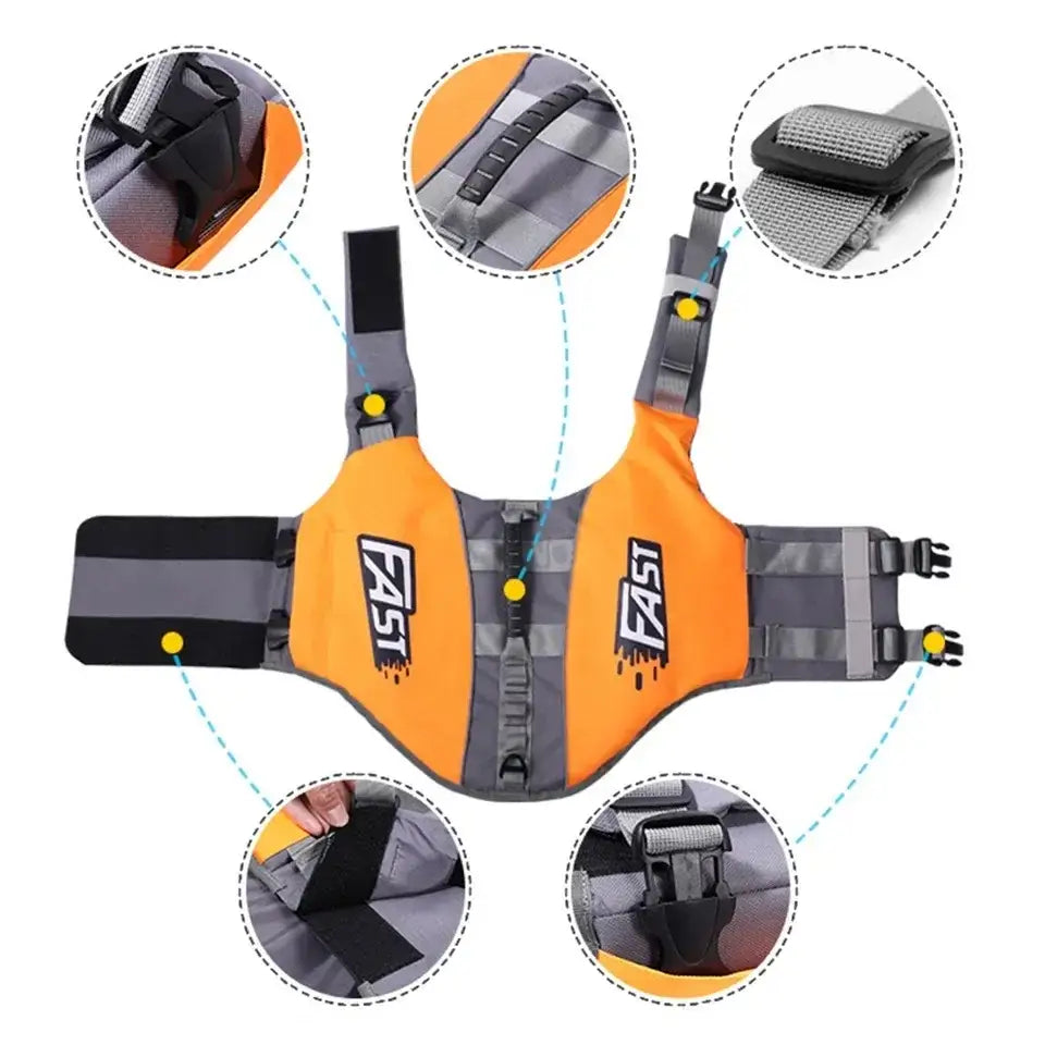 Reflective Dog Life Jacket – Adjustable Summer Swimming Vest - SS