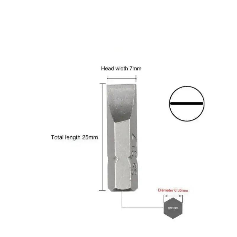 S2 Steel Slotted Screwdriver Bits Set – 1/4’’ Shank (6 different types available) - 10 Pcs SL7 Set - HBC