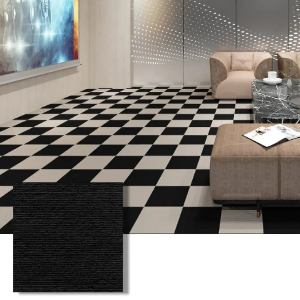 Self-Adhesive Anti-Slip Carpet Tile - Black / 30x30cm (5 PCS) - HBC