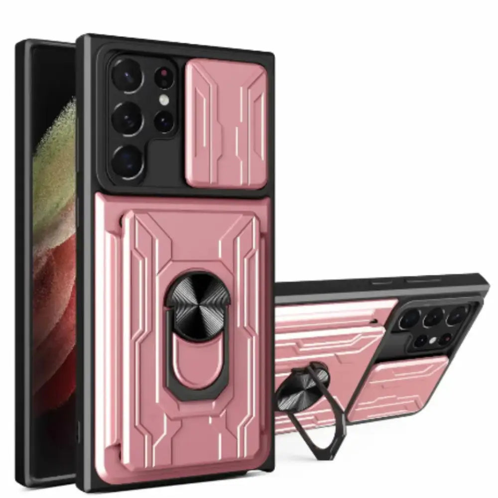 Shockproof Card Slot Case for Samsung Galaxy Note & S Series (Rose Gold) - 9eight5