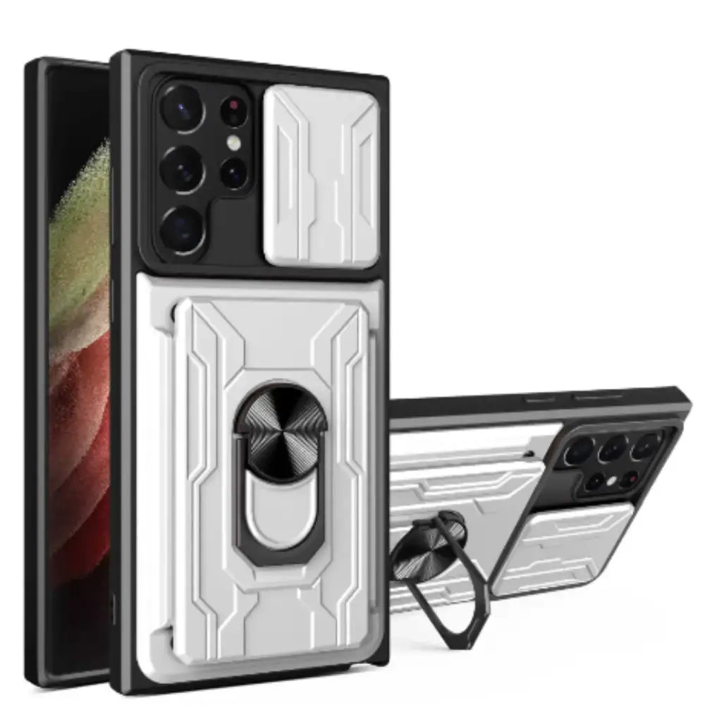 Shockproof Card Slot Case for Samsung Galaxy Note & S Series (White) - 9eight5