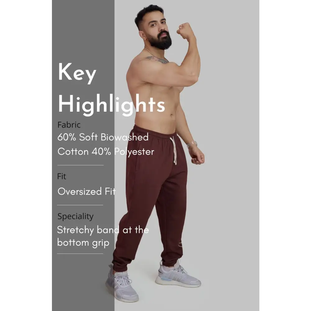 Signature Oversized Band Joggers Brown - Joggers
