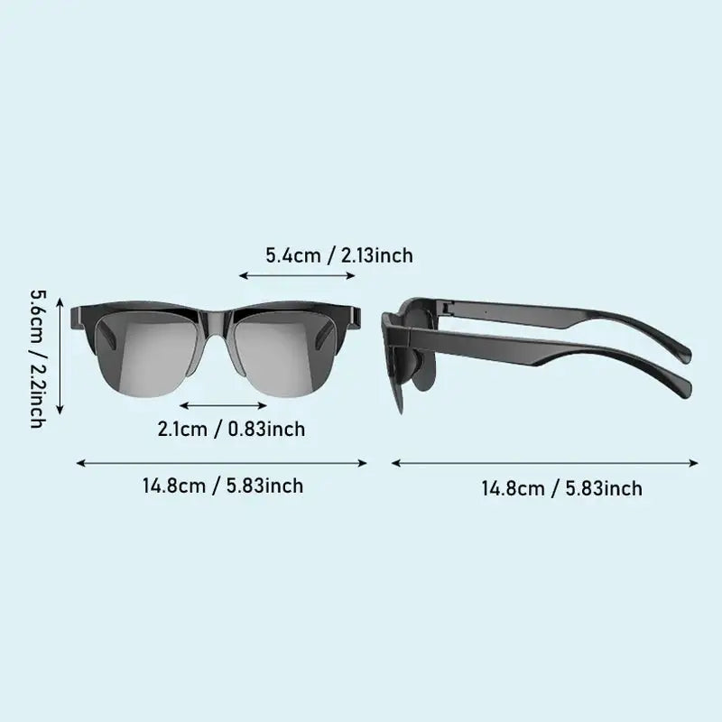 Smart Bluetooth V5.3 Sunglasses: High-Fidelity Outdoor Sports Headphones with UV Protection for Men and Women - Black