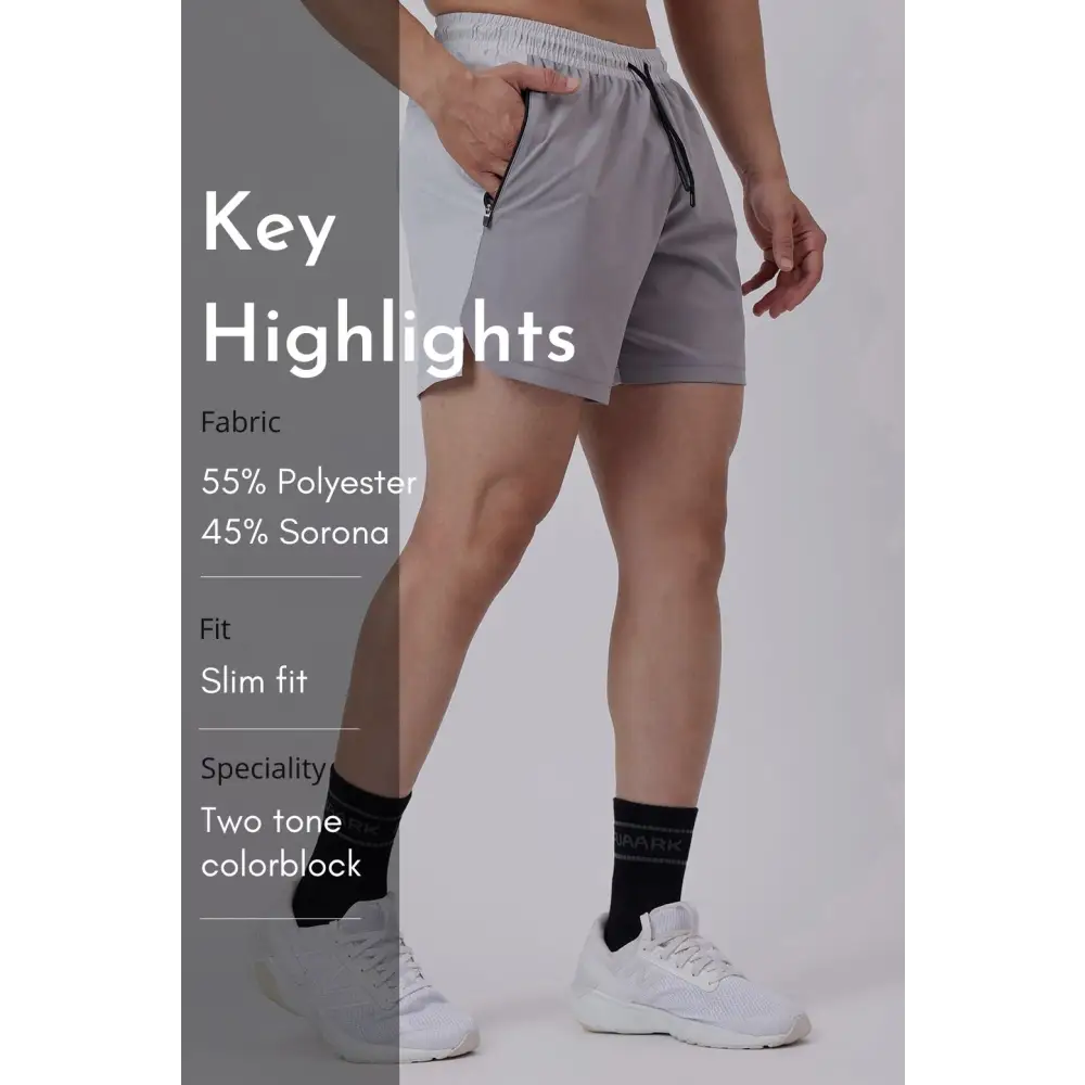 Snap Colourblock Shorts Light Grey - Shorts