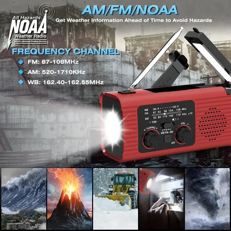 Solar Hand Crank Radio Portable AM/FM/NOAA Radio Survival Radio Flashlight 3 Way Charging SOS Alarm Radio For Indoor