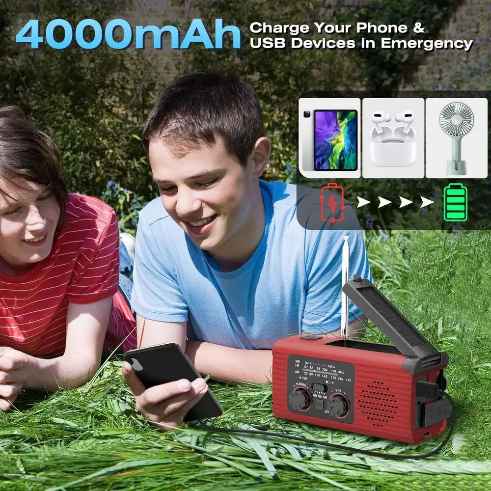 Solar Hand Crank Radio Portable AM/FM/NOAA Radio Survival Radio Flashlight 3 Way Charging SOS Alarm Radio For Indoor