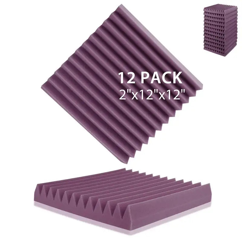 Soundproofing Foam Panels (12-Pack) (8 colours available) - Purple / 5cm Thick|Medium Density - SS