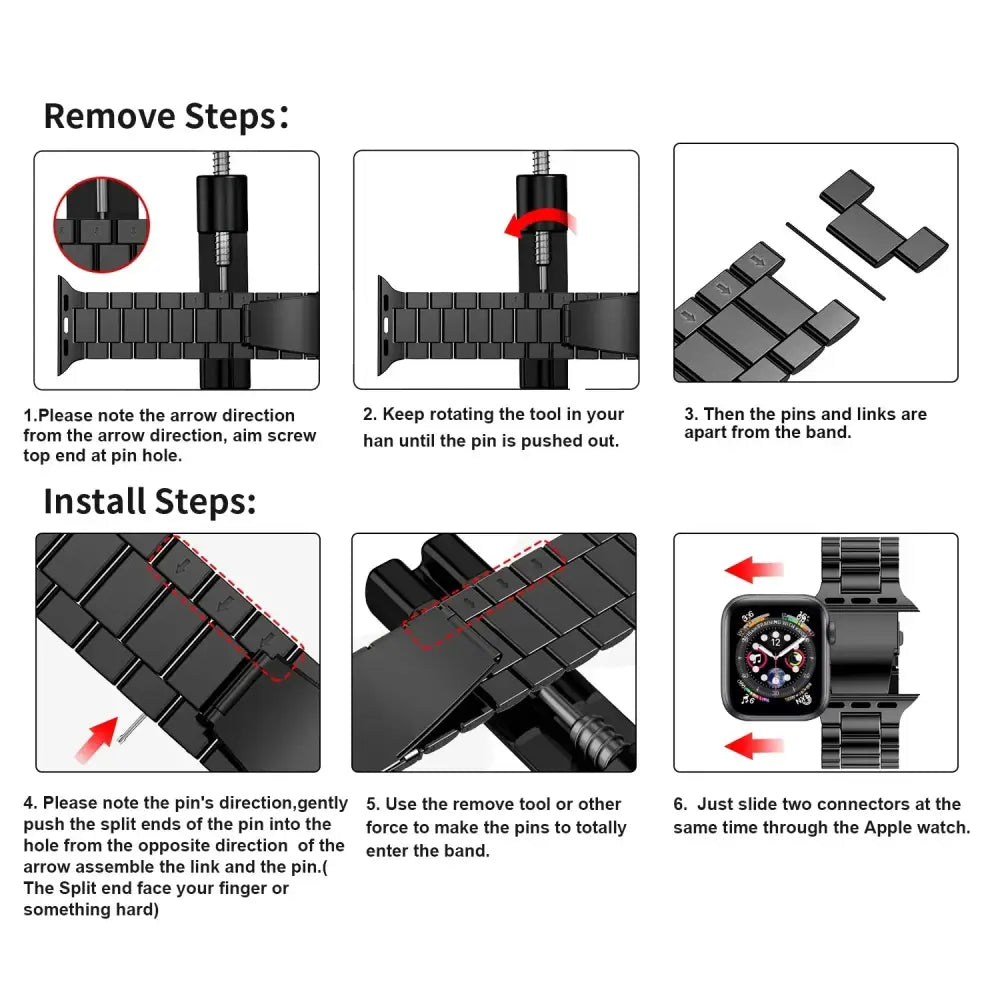 Stainless Steel Strap for the Apple Watch Ultra/Series 4–10 (38–49mm) (available in 15 colours) - TWS