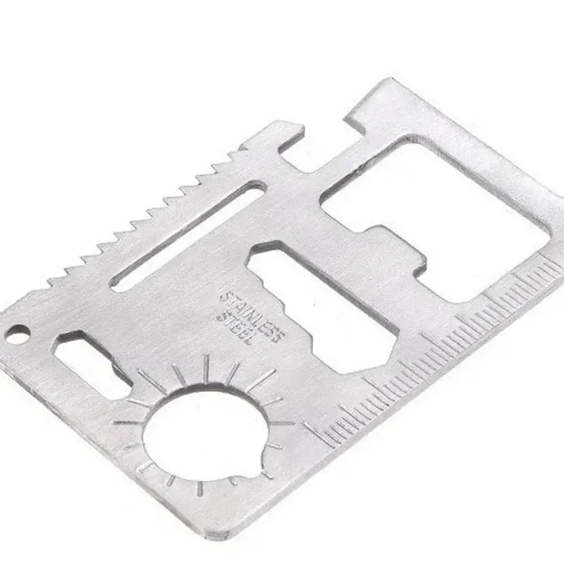 Survival Card Multi Function Stainless Steel Portable Survival Pocket Tool Card for Ignition Opening Bottle Measurement