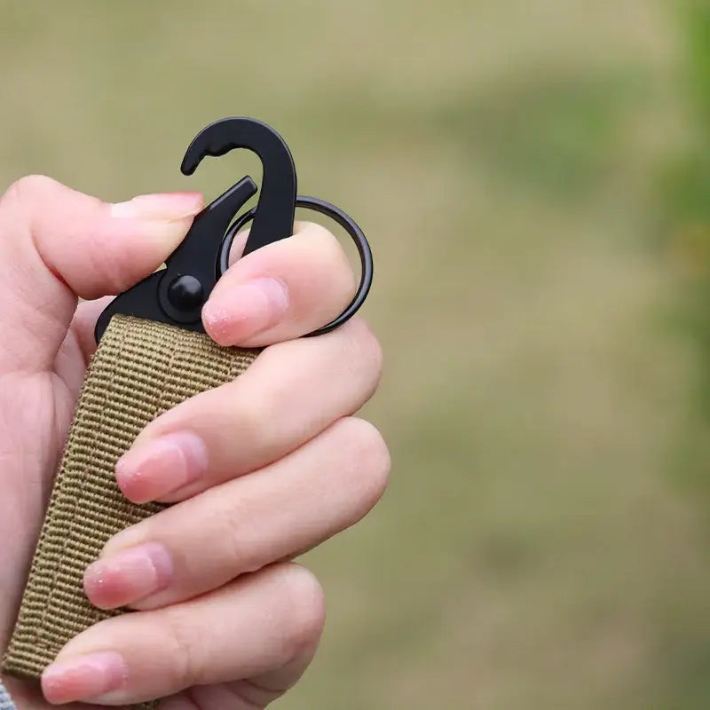 Tactical Molle Clip Buckle Nylon Belt Key Ring Keychain Holder Carabiners Hanger Buckle Hook for Outdoor Hiking Camping