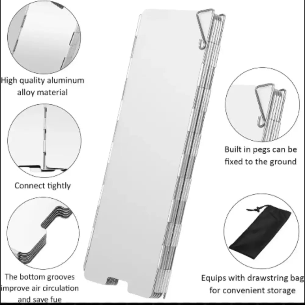 Tall Aluminium Stove Windscreen – Foldable Gas Burner Shield - SS
