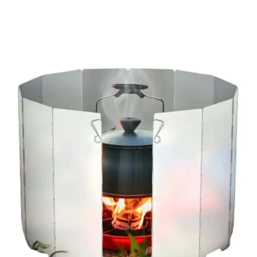 Tall Aluminium Stove Windscreen – Foldable Gas Burner Shield - SS