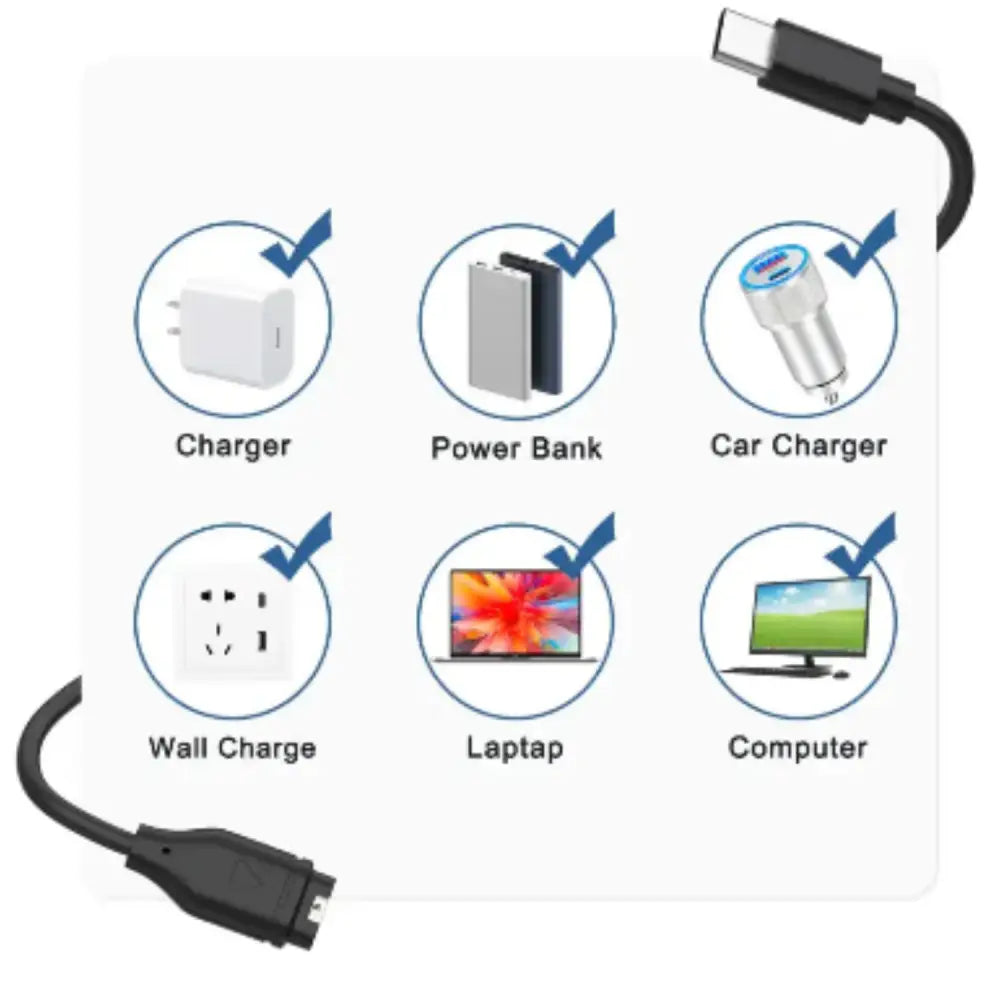 Type-C Charger for Garmin Venu Fenix Forerunner - Black