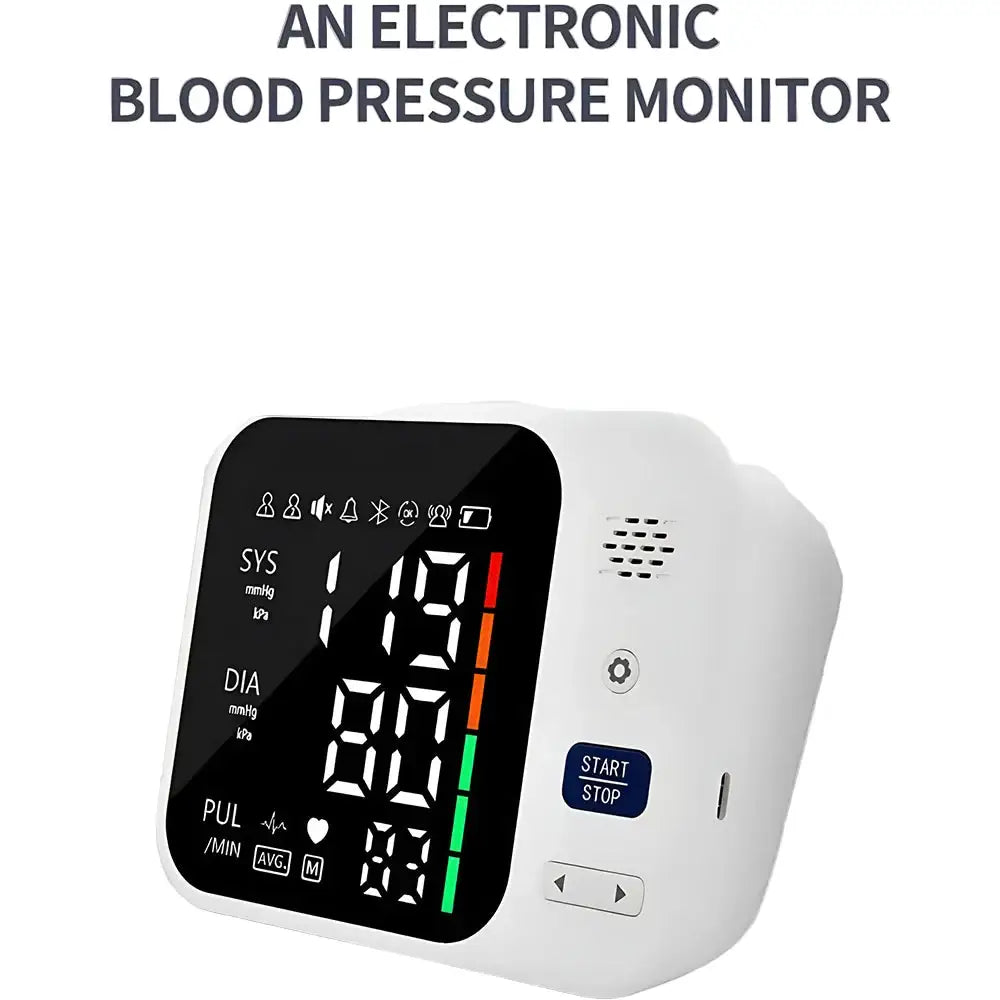Upper Arm Automatic Blood Pressure Monitor – Digital Sphygmomanometer - White / Blood Pressure Monitor - HBC