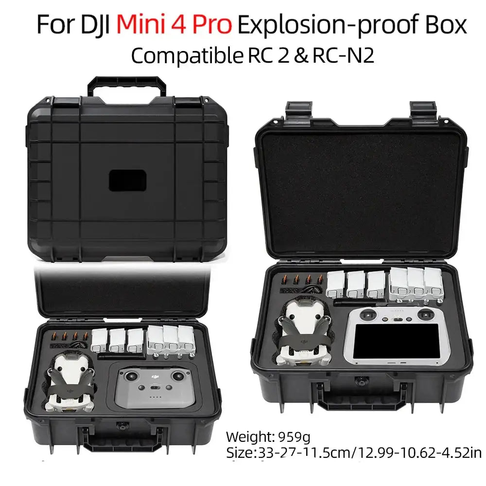 Waterproof Carry Case for DJI Mini 3 / 4 Pro (Black & White) - Black / Drone Case / DJI Mini 3/4Pro - HBC