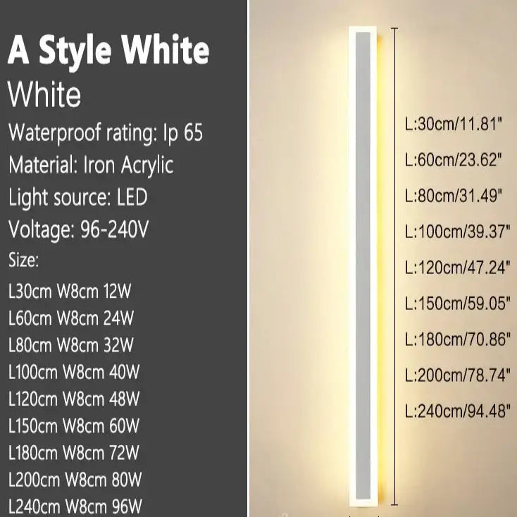 Waterproof LED Wall Washer Lamp (IP65) (different types available) - A - White / Neutral light(4000K) / 180cm - SS