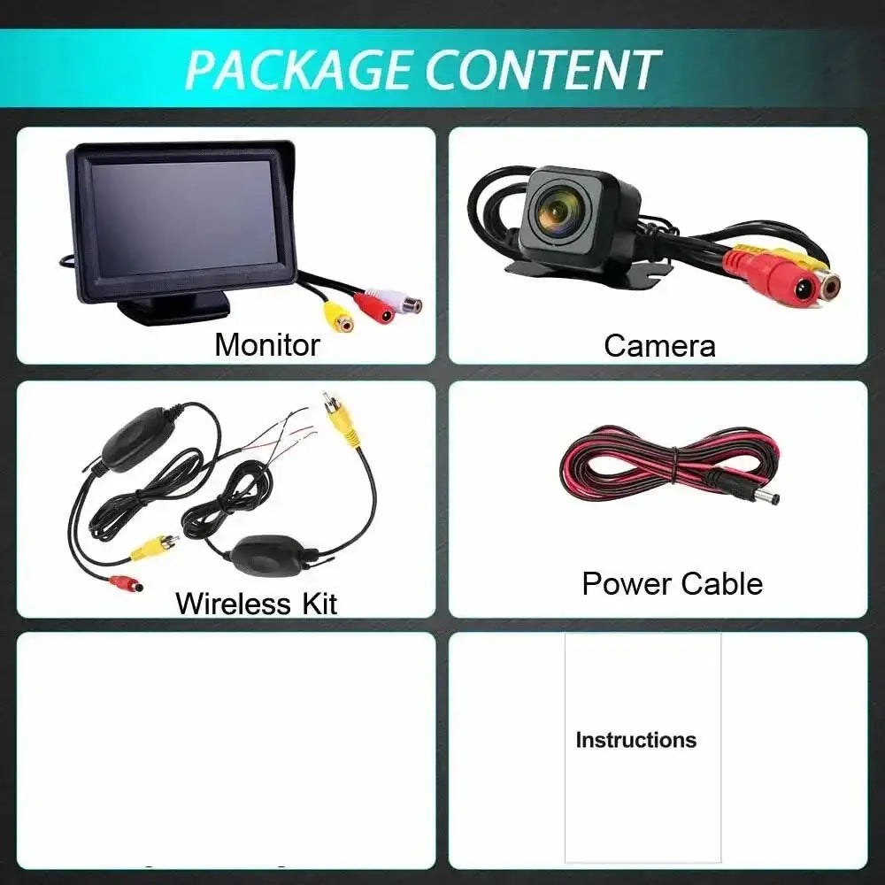 Wireless 4.3’’ Rear View Monitor & Parking Kit - Full Kit - HBC