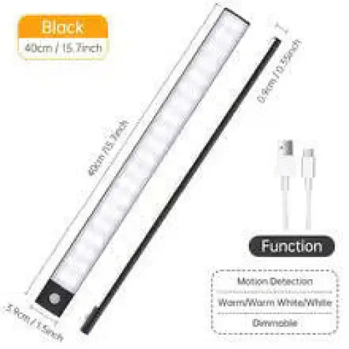 Wireless LED Motion Sensor Night Light - 40cm / Black