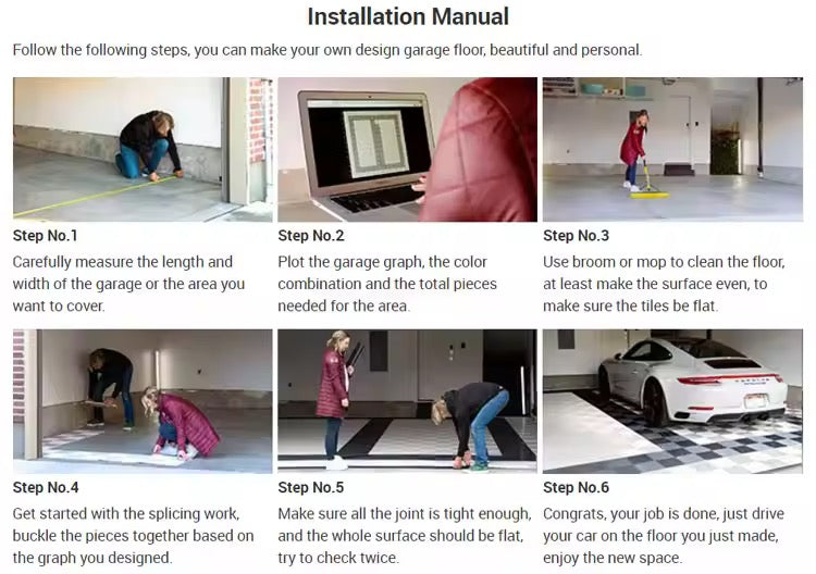 Interlocking Plastic Garage Flooring Tiles (Pack of 25 Tiles)