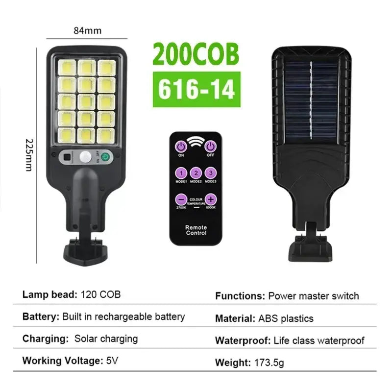 1/2/3/4PCS Solar Lights Outdoor 3 Modes 200COB Waterproof Street Lamp Motion Sensor Security Lighting for Garden Patio