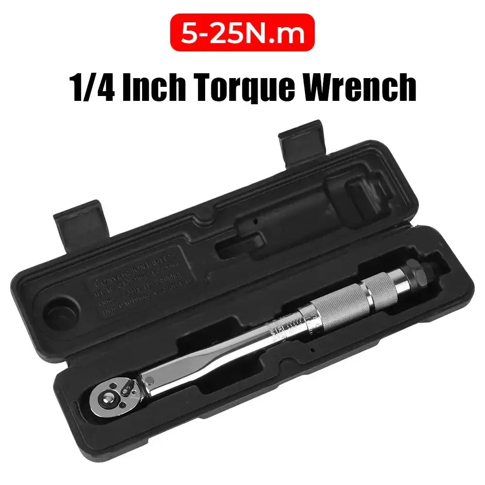 1/4″ Adjustable Torque Wrench 5–25 N·m with 3/8″ Adapter - Torque Wrench / 800g - HBC